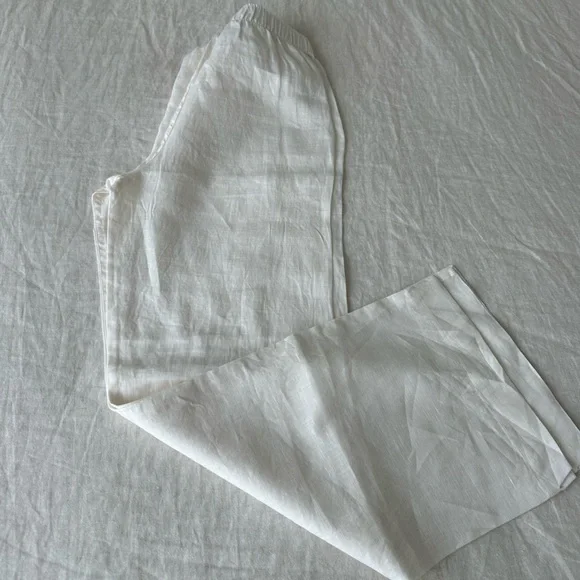 Comme Si -Ivory Wide-Leg Linen Boxer Pants - Picture 3 of 8